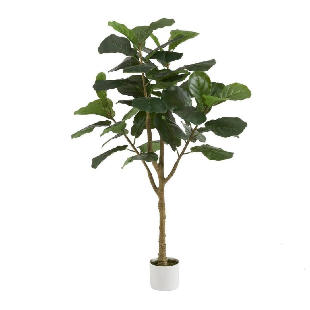 4FT Stylewell Faux Fiddle Leaf Fig Tree In White Pot
