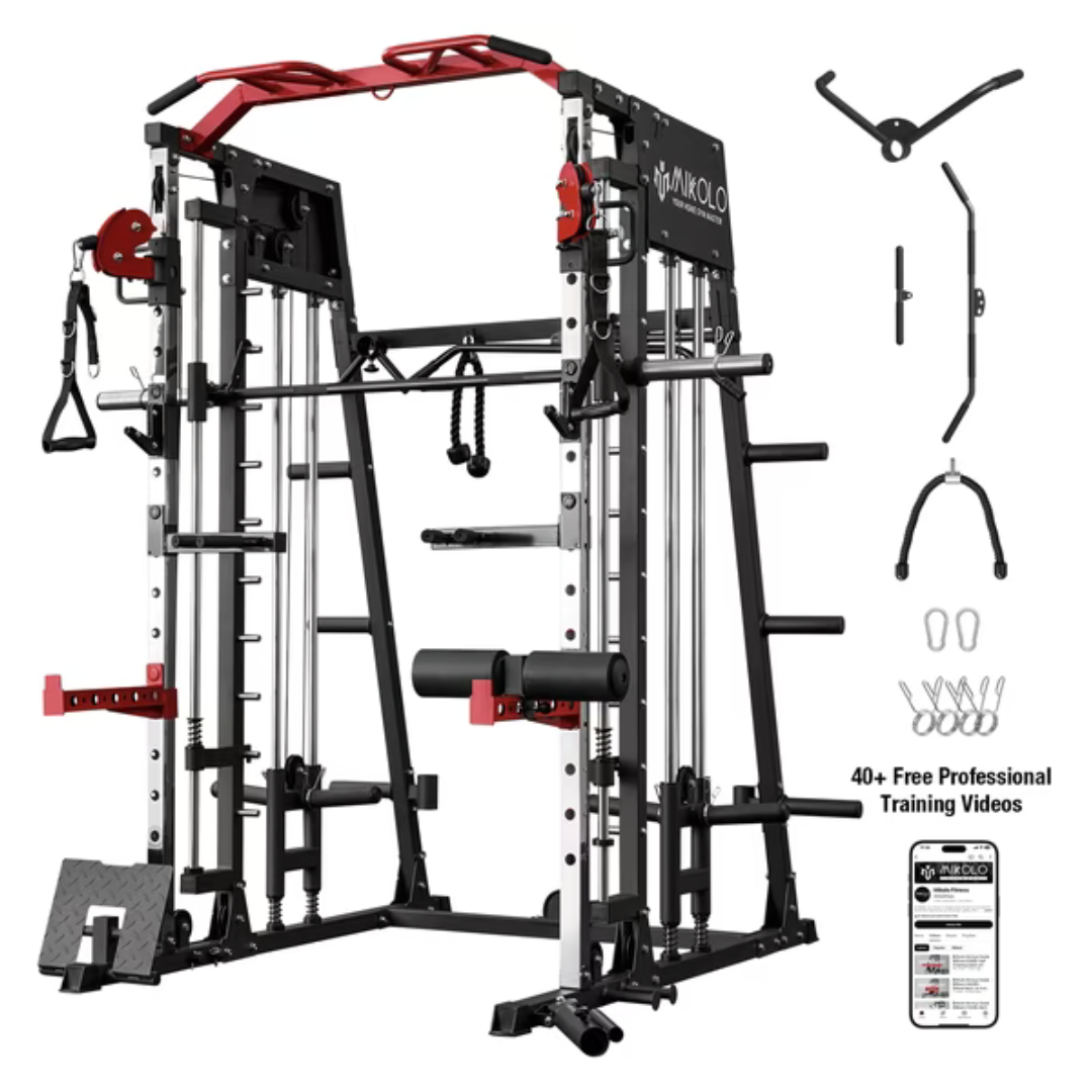 Mikolo Smith Machine Home Gym With Cable Crossover