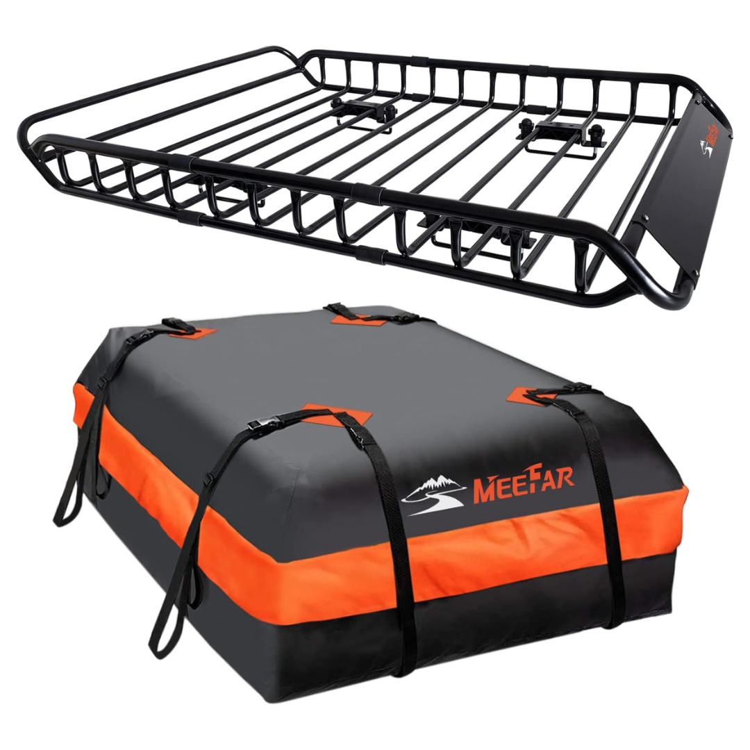 MeeFar Universal Roof Rack Carrier Basket & 15 Cubic Waterproof Bag