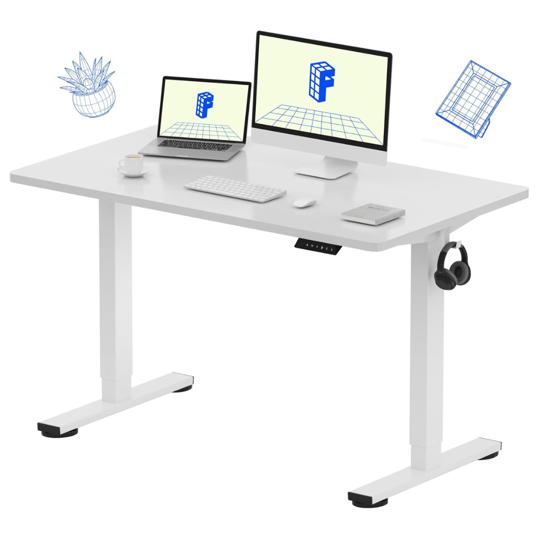 FlexiSpot 48" x 24" Height Adjustable Electric Sit Stand Desk (White)