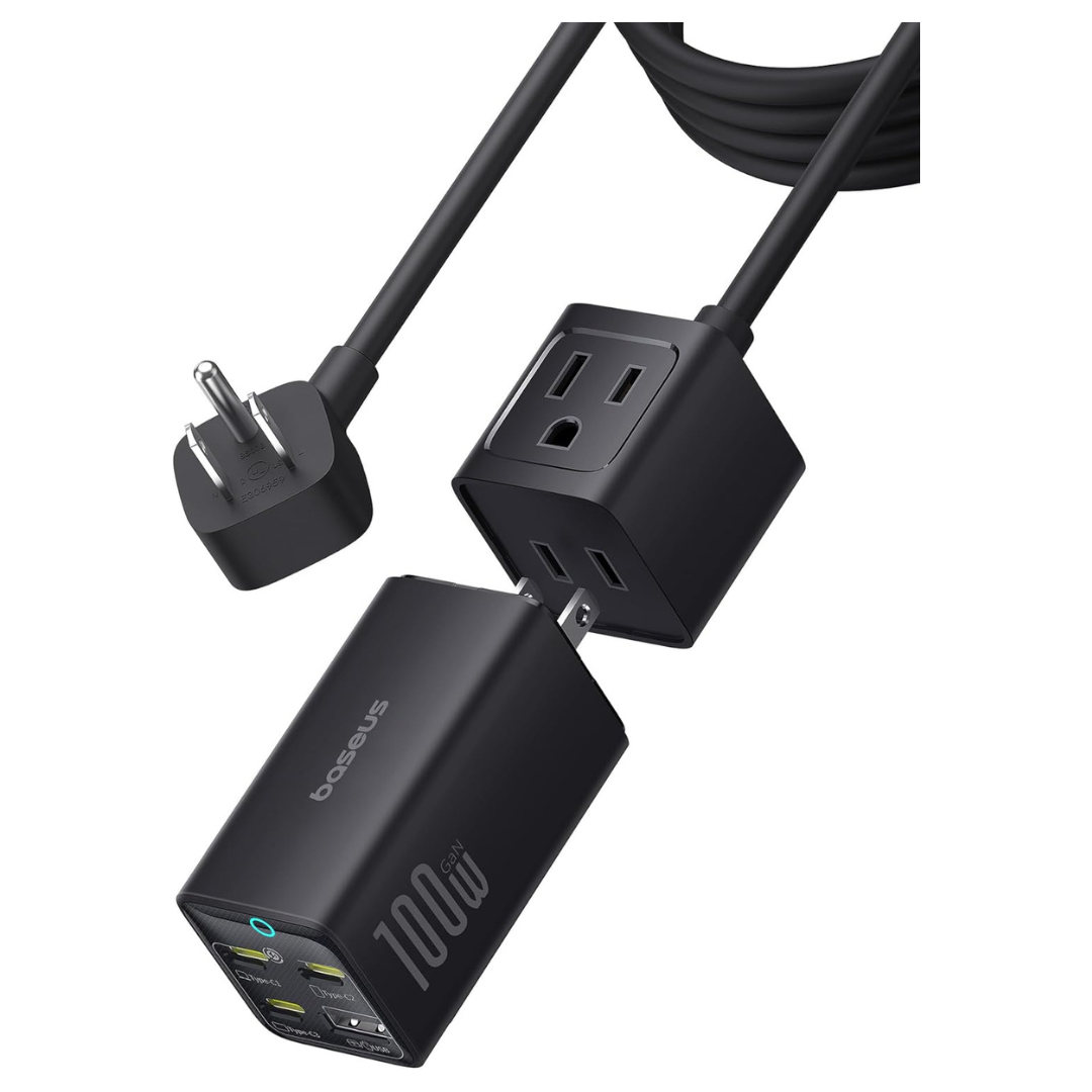 100W Baseus 5 in 1 Travel Power Strip USB-C Charger W/ 5ft Cord