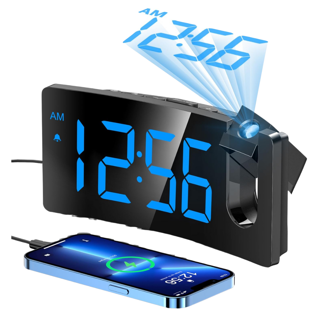 Goloza Curved LED Digital Projection Alarm Clock