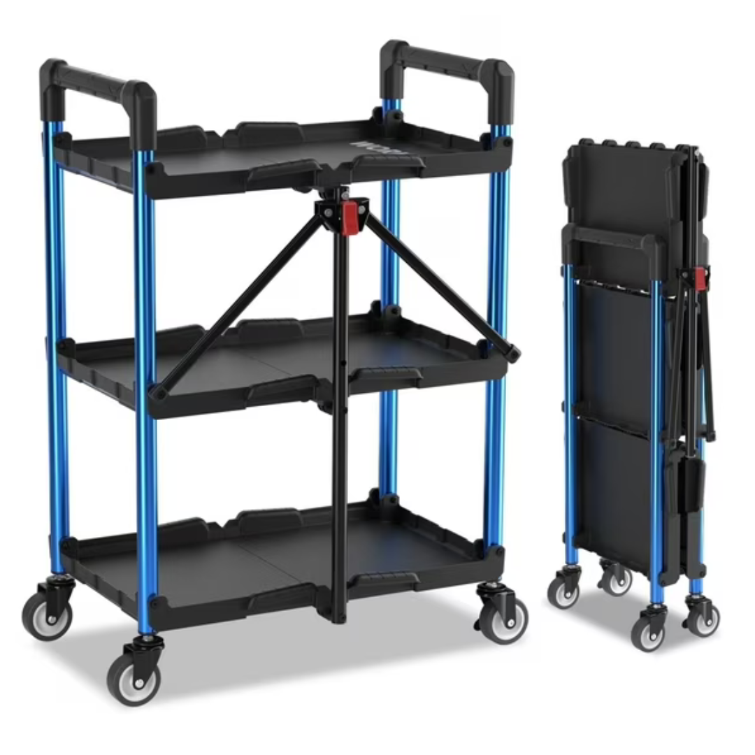 WORKPRO 3-Tier Folding Collapsible Service Cart With Wheels