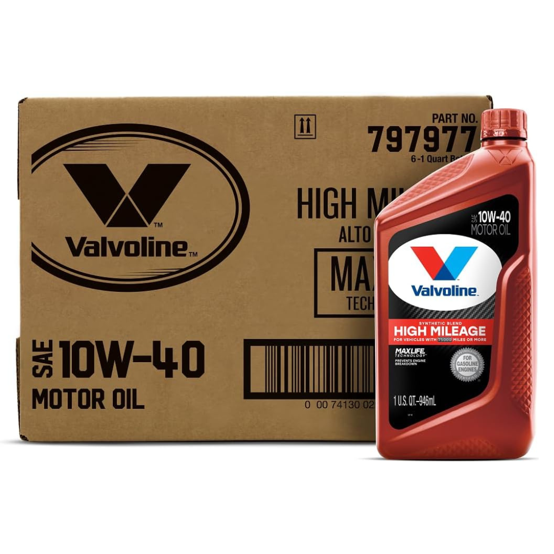 6-Pack Valvoline High Mileage SAE 10W-40 Synthetic Blend Motor Oil (1QT)