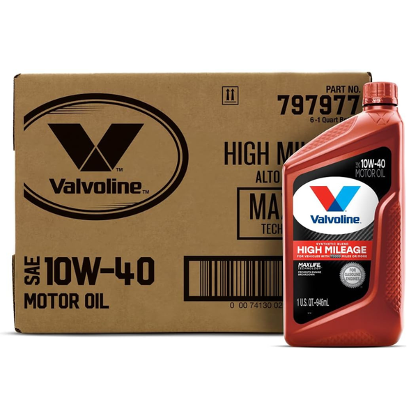6-Pack Valvoline High Mileage SAE 10W-40 Synthetic Blend Motor Oil (1QT)