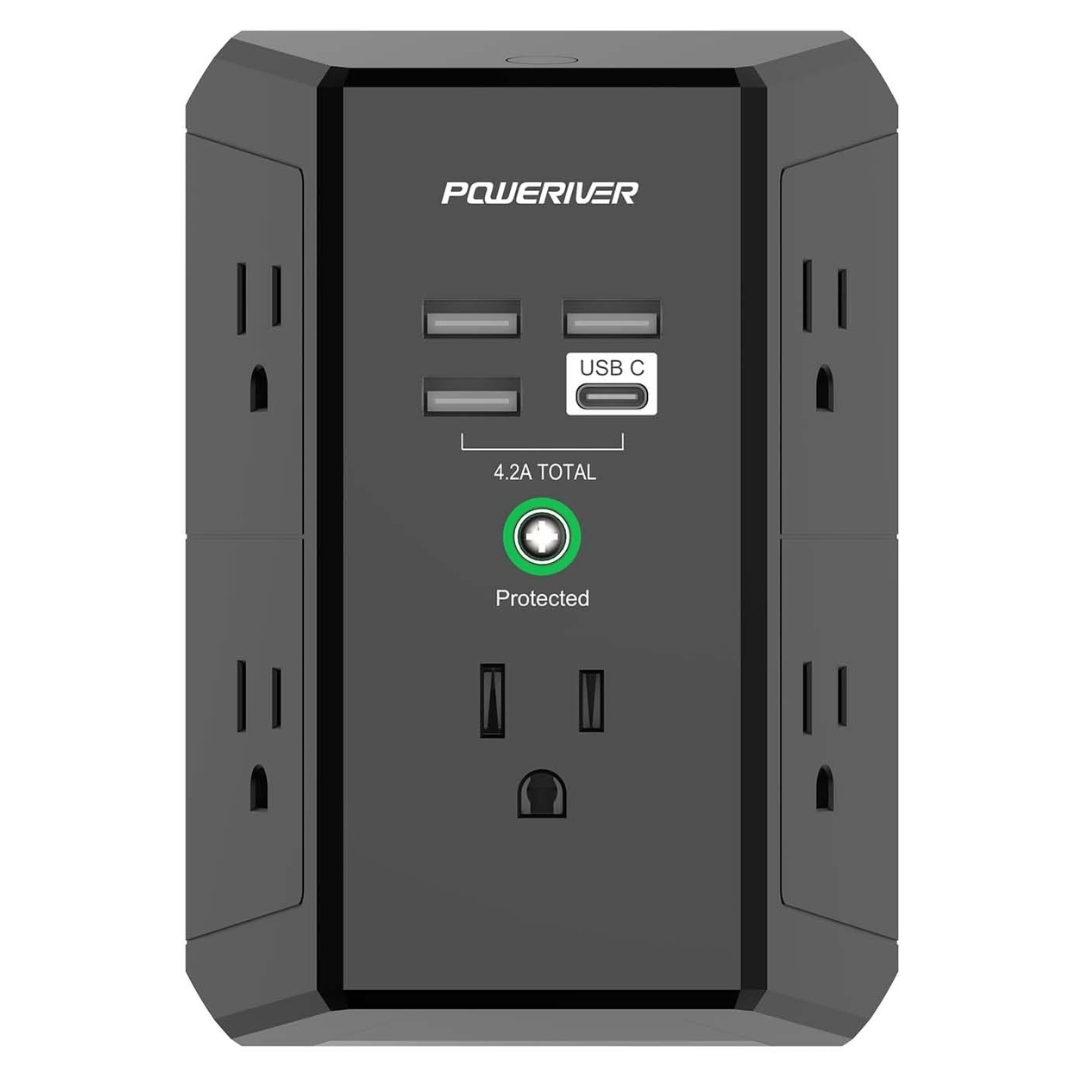 POWERIVER 1680J Surge Protector Multi Outlet Extender