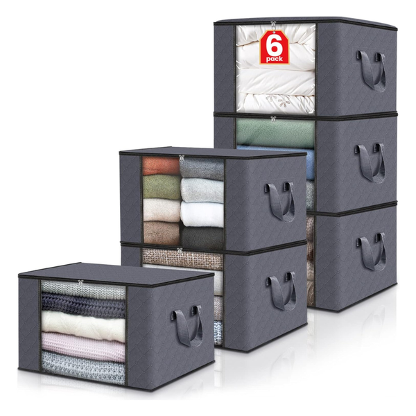 6-Pack Foldable Thick Fabric Clothes Storage Bags