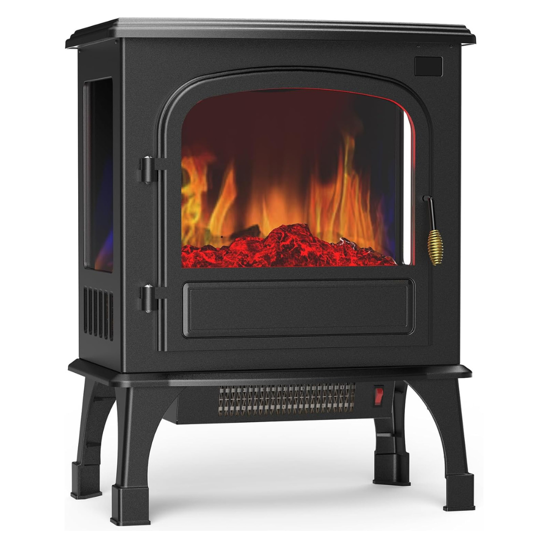 Sweetcrispy 26'' Freestanding Electric Fireplace Heater w/ Remote