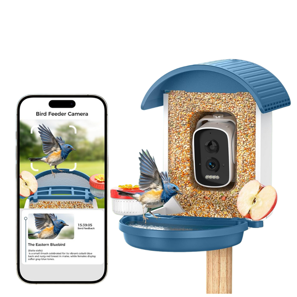 Smart Solar-Powered Night Vision Bird Feeder w/ Camera & Water Bowl