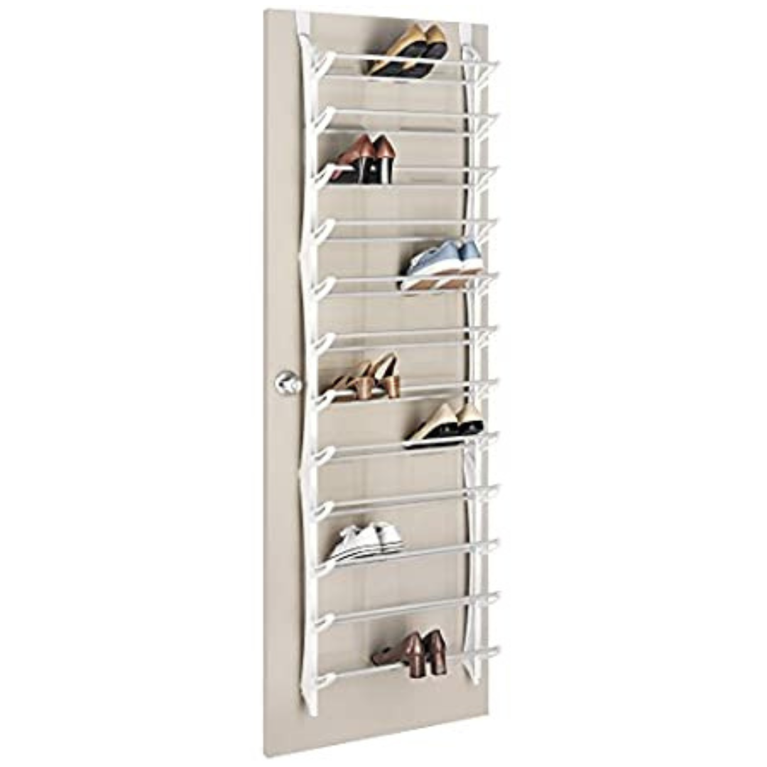 Whitmor 12-Tier Over the Door Shoe Rack with Fold-up Non-slip Bars