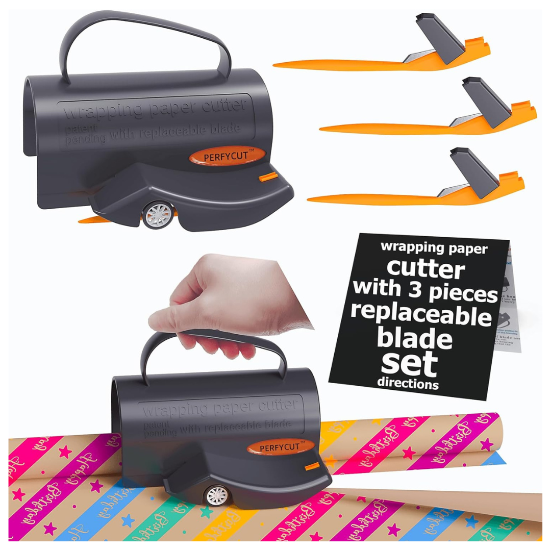 Wrapping Paper Cutter With 3 Replaceable Blade Sets
