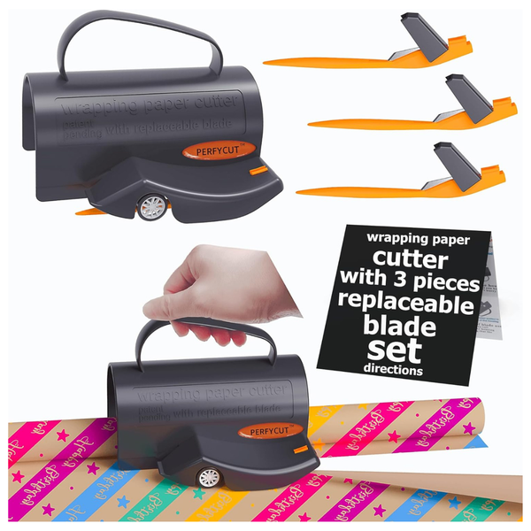 Wrapping Paper Cutter With 3 Replaceable Blade Sets