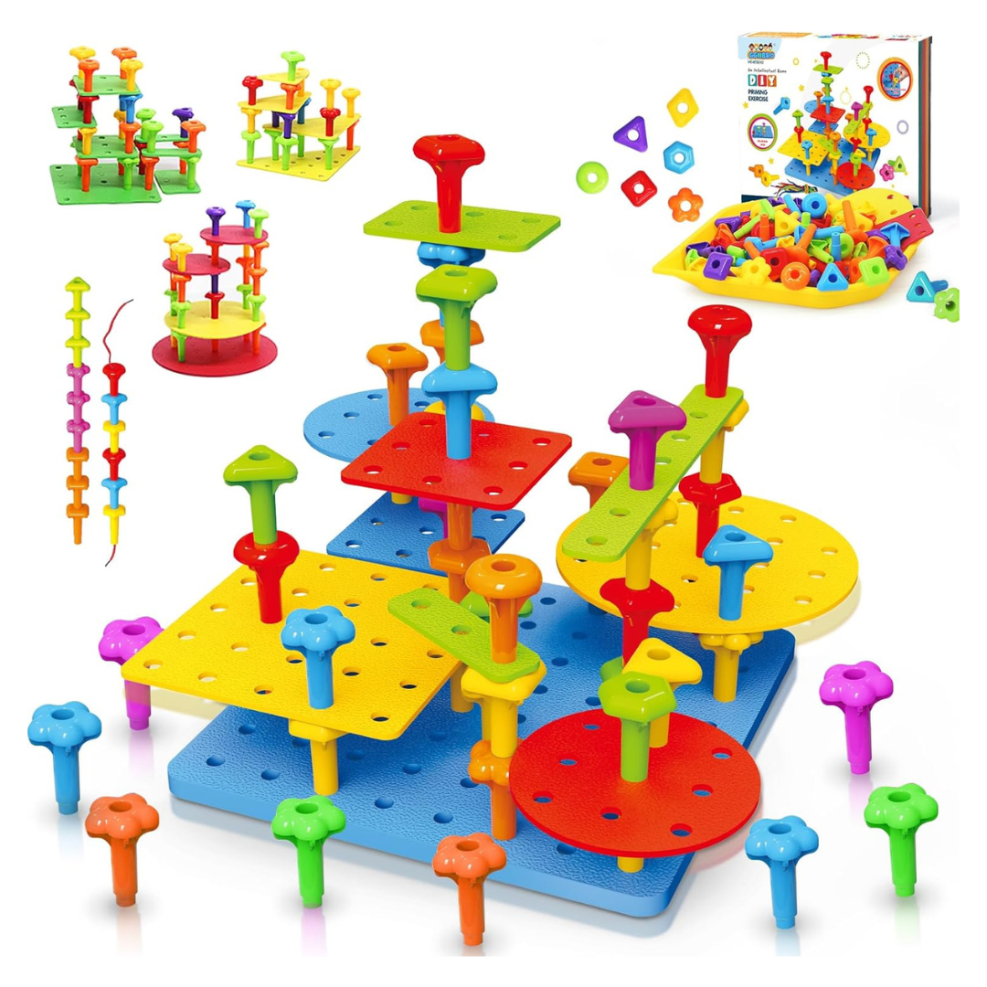 73-Piece Peg Board Building Toy Set