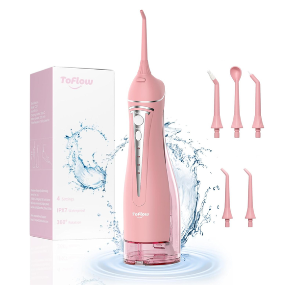 Waterproof 300ML Cordless Oral Irrigator Water Flosser W/ 5 Jet Tips
