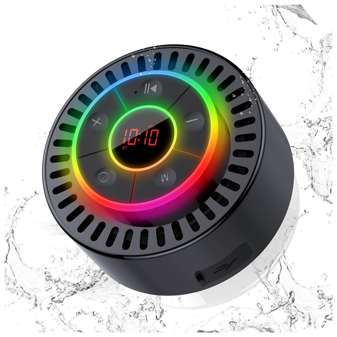 Portable IPX7 Waterproof Bluetooth Shower Speaker W/ Rich Bass