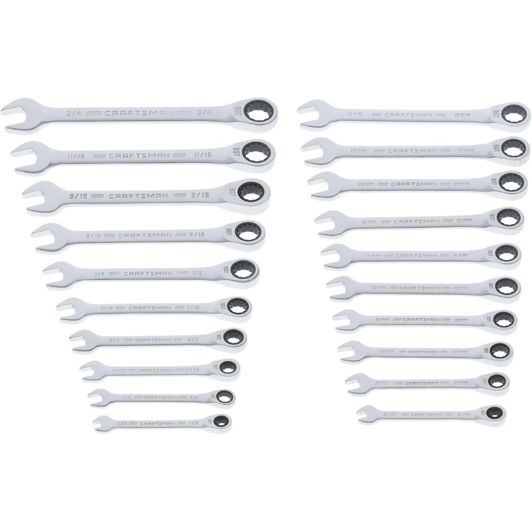 20-Piece Craftsman SAE/Metric Ratcheting Box Wrench Set (CMMT87220)