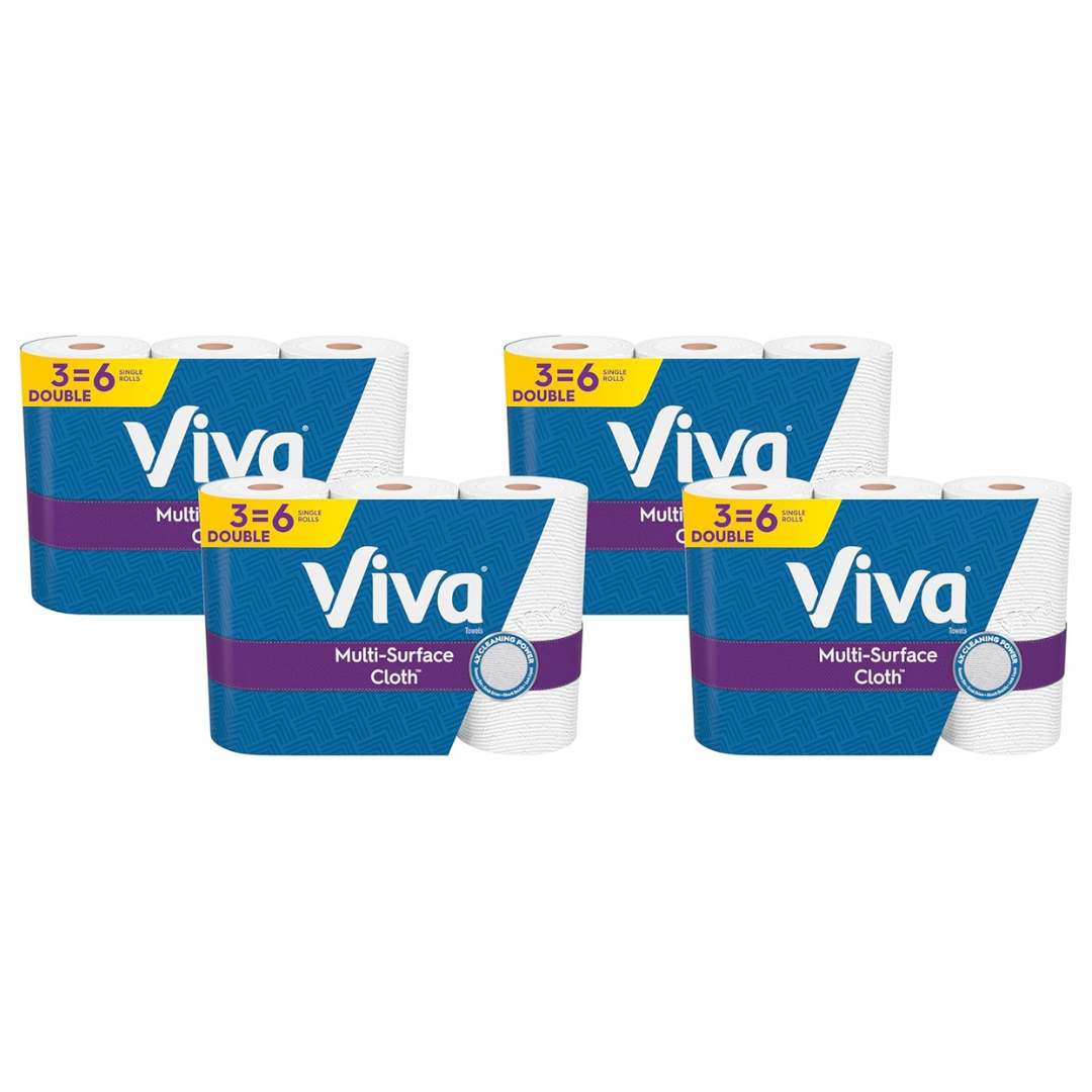 12 Double (24 Regular) Rolls Of Viva Multi-Surface Cloth Paper Towels