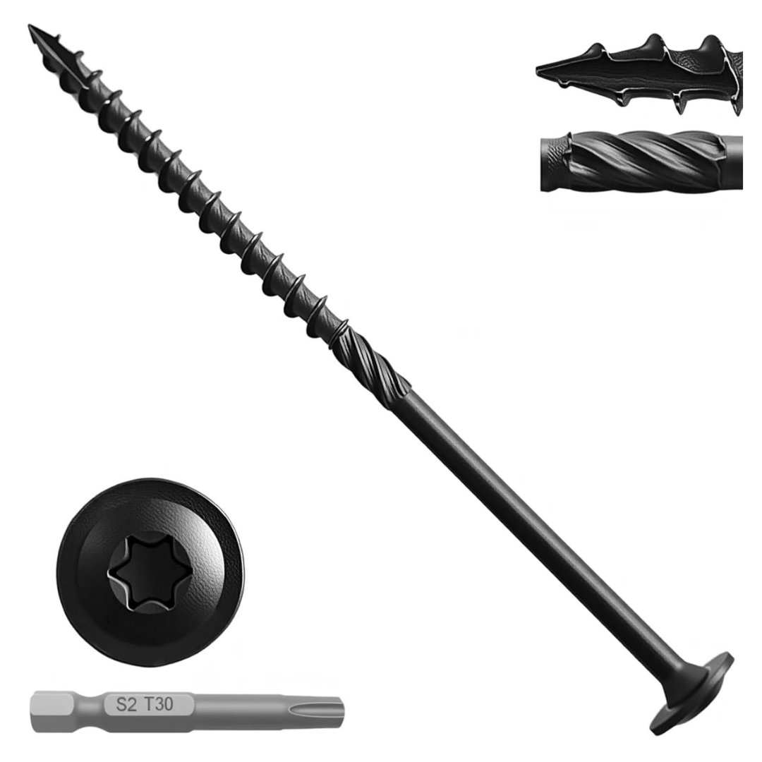 14" x 5" Structural Wood Black Ceramic Coating Screws, 1lb Per Box
