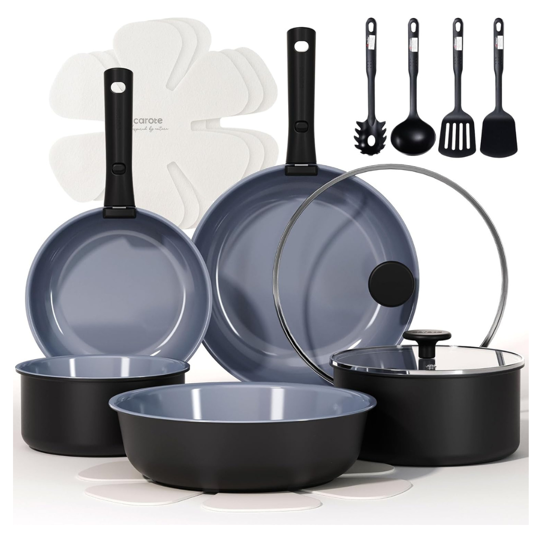 17-Piece Carote Ceramic Nonstick Cookware Set (Various)