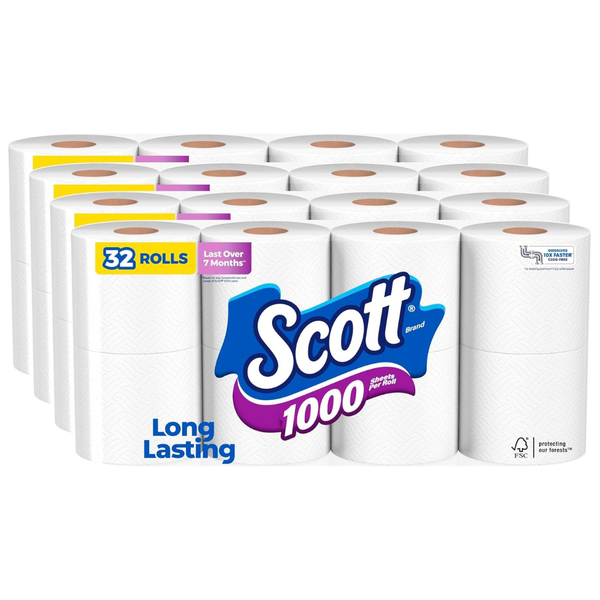 32-Pack Scott 1000 Septic-Safe 1-Ply Toilet Paper Rolls