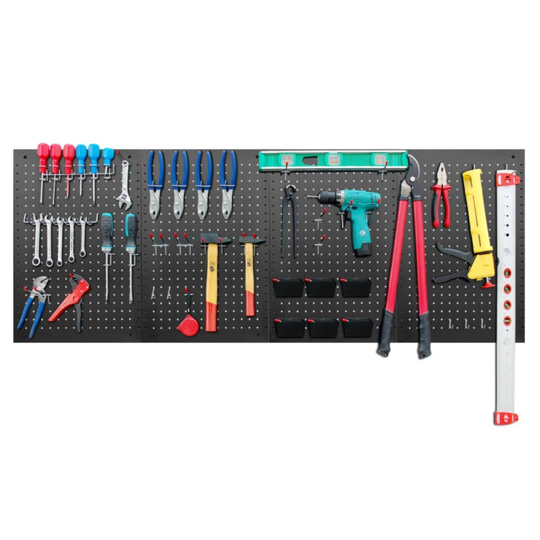 128-Piece 24" x 16" Lugo Metal Pegboard Wall Organizer With Hooks