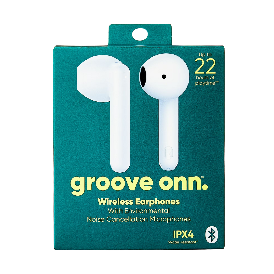 onn. True Wireless Headphones With Charging Case (White Or Gray)