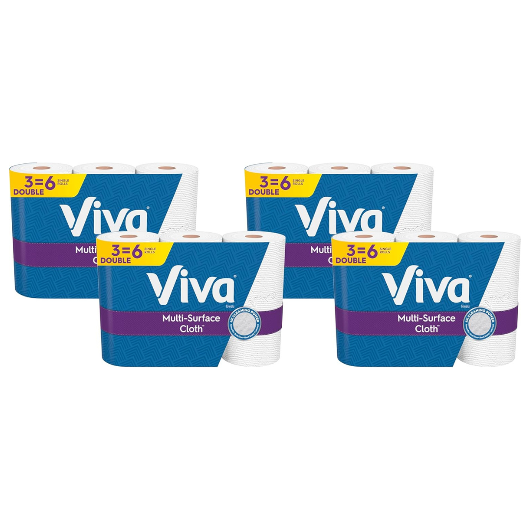 12 Double (24 Regular) Rolls Of Viva Multi-Surface Cloth Paper Towels