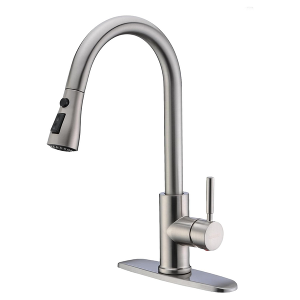 Wewe Single Handle High Arc Kitchen Faucet W/ Pull Down Sprayer