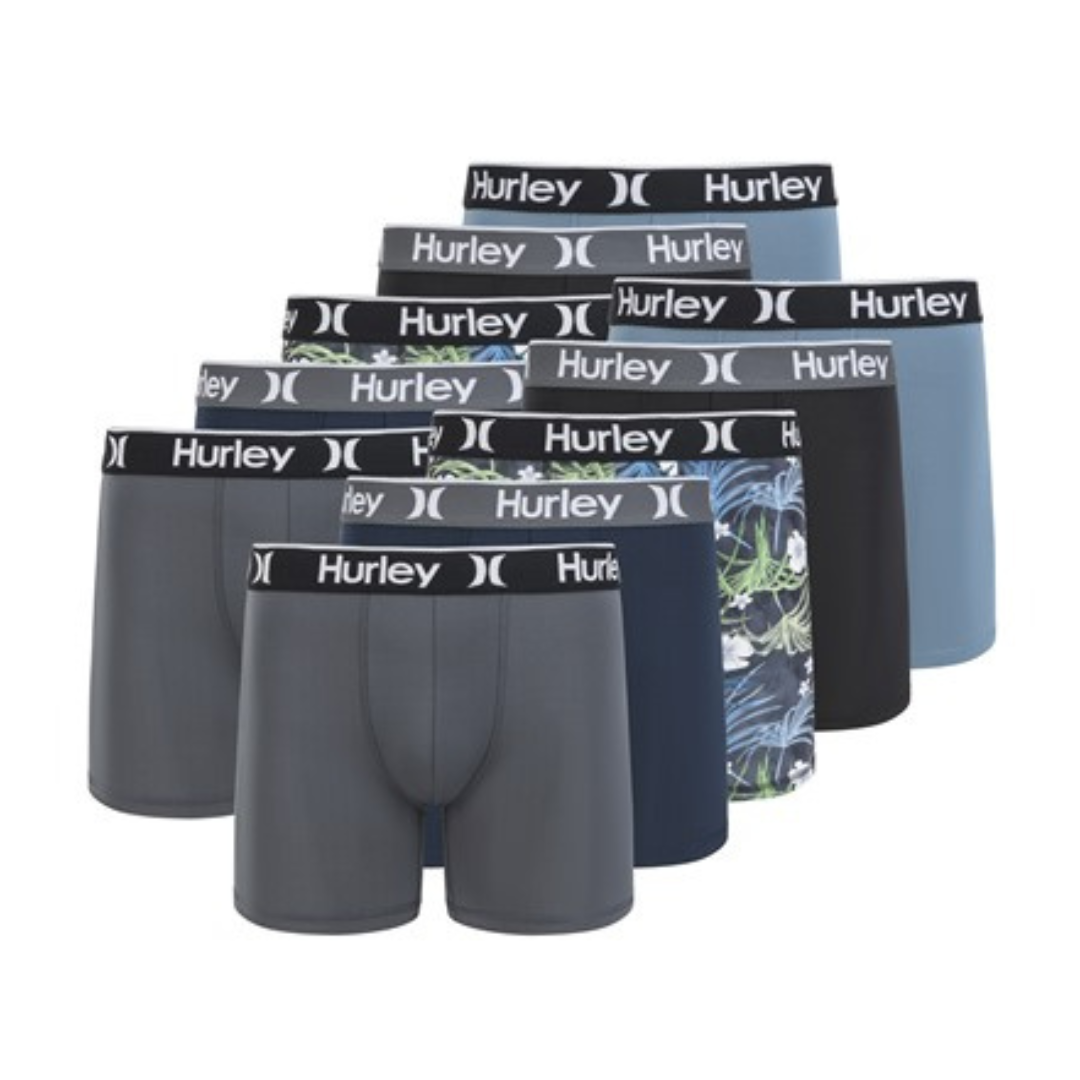 10-Pack Hurley Men's Printed Boxer Briefs