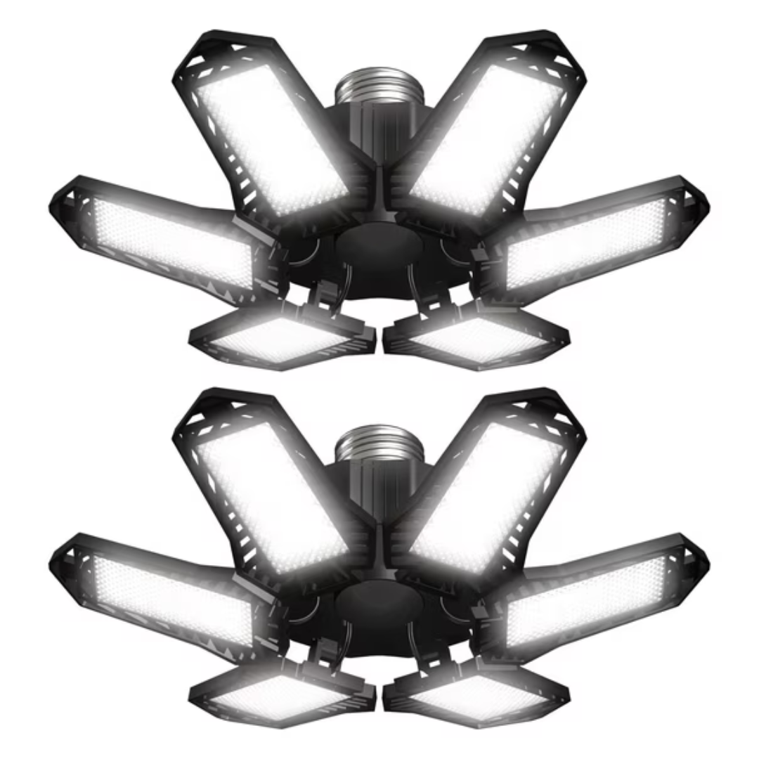 2-Pack Sentryse LED Garage Lights W/ 6 Adjustable Panels