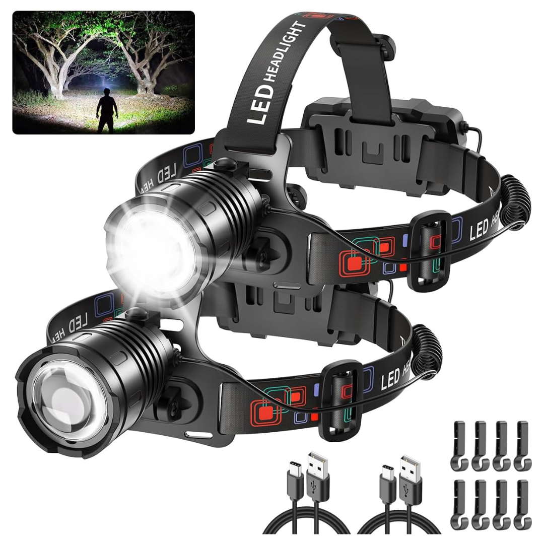 2-Pack Rechargeable LED Headlamps