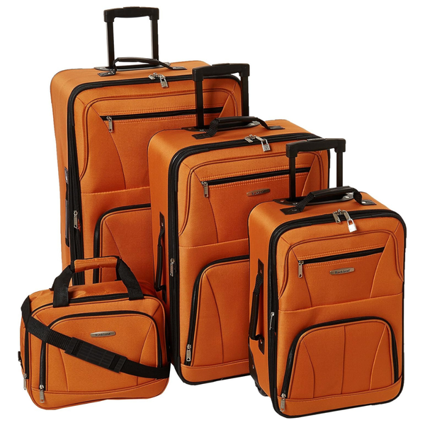 4-Piece Rockland Journey Softside Upright Luggage Set (Orange)