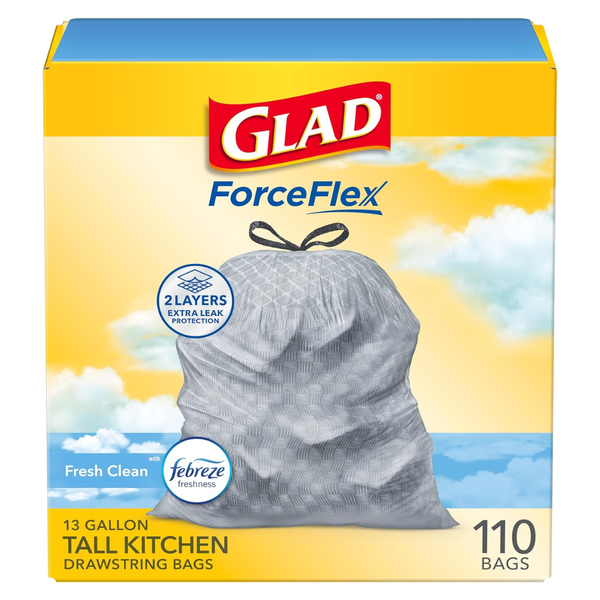 110-Count Glad OdorShield 13-Gallon Tall Kitchen Drawstring Trash Bags