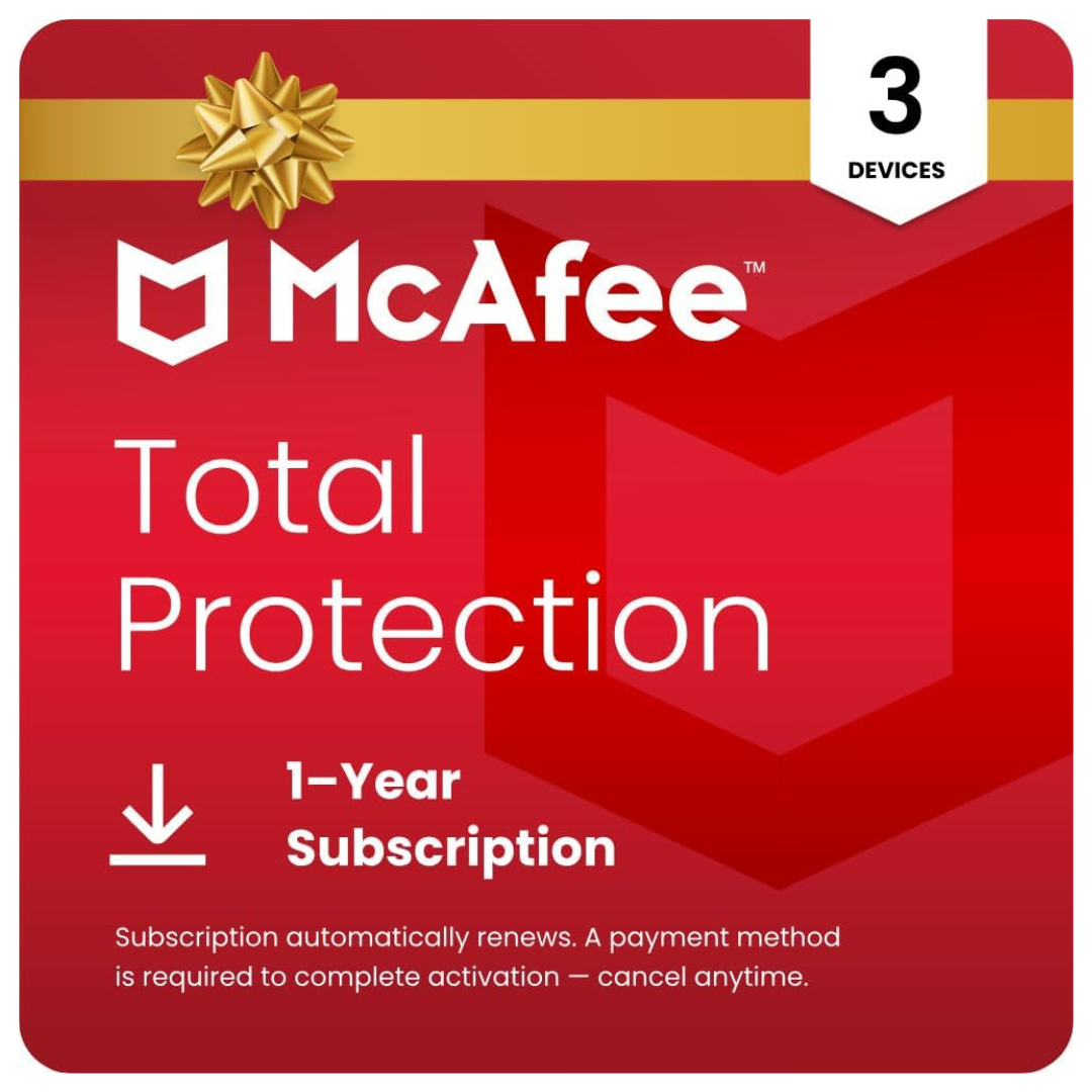 McAfee Total Protection 2024 3 Device Cybersecurity Software (Download)
