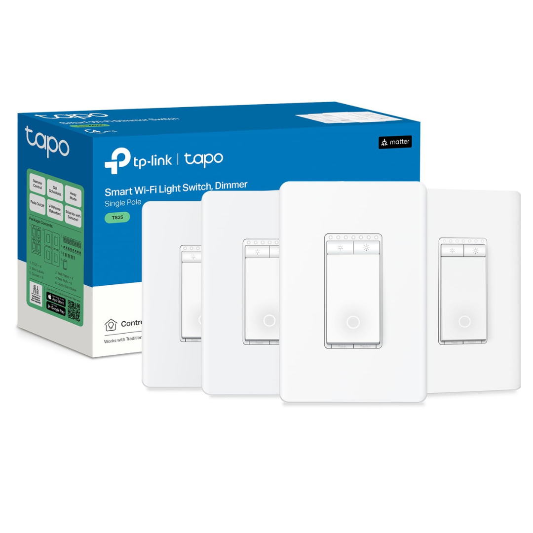 4-Pack TP-Link Tapo Smart Wi-Fi Light Dimmer Switch With Matter
