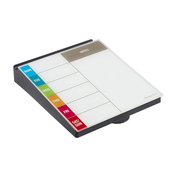 MessageStor Dry-Erase Glass Board Memo Station