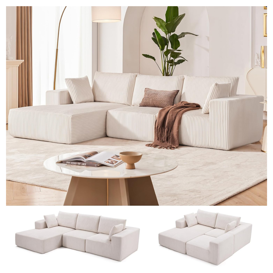 Modern L-Shape 108" Modular Sectional Sofa With Deep Seat
