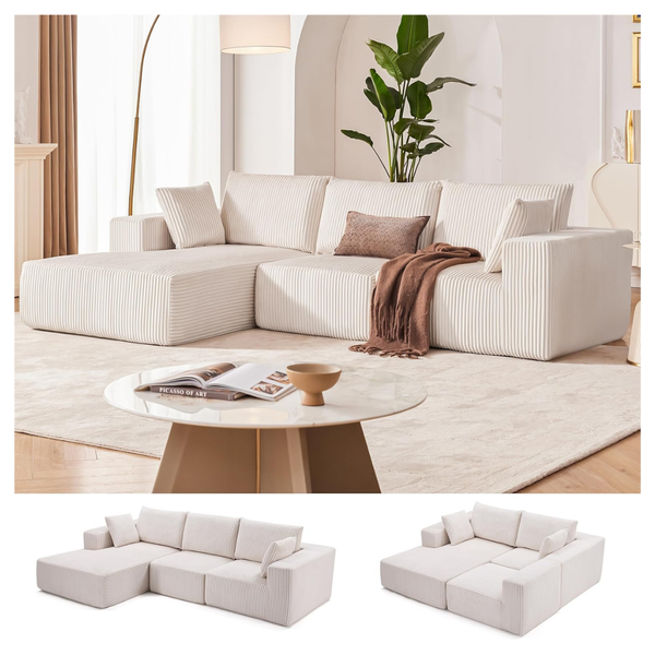 Modern L-Shape 108" Modular Sectional Sofa With Deep Seat