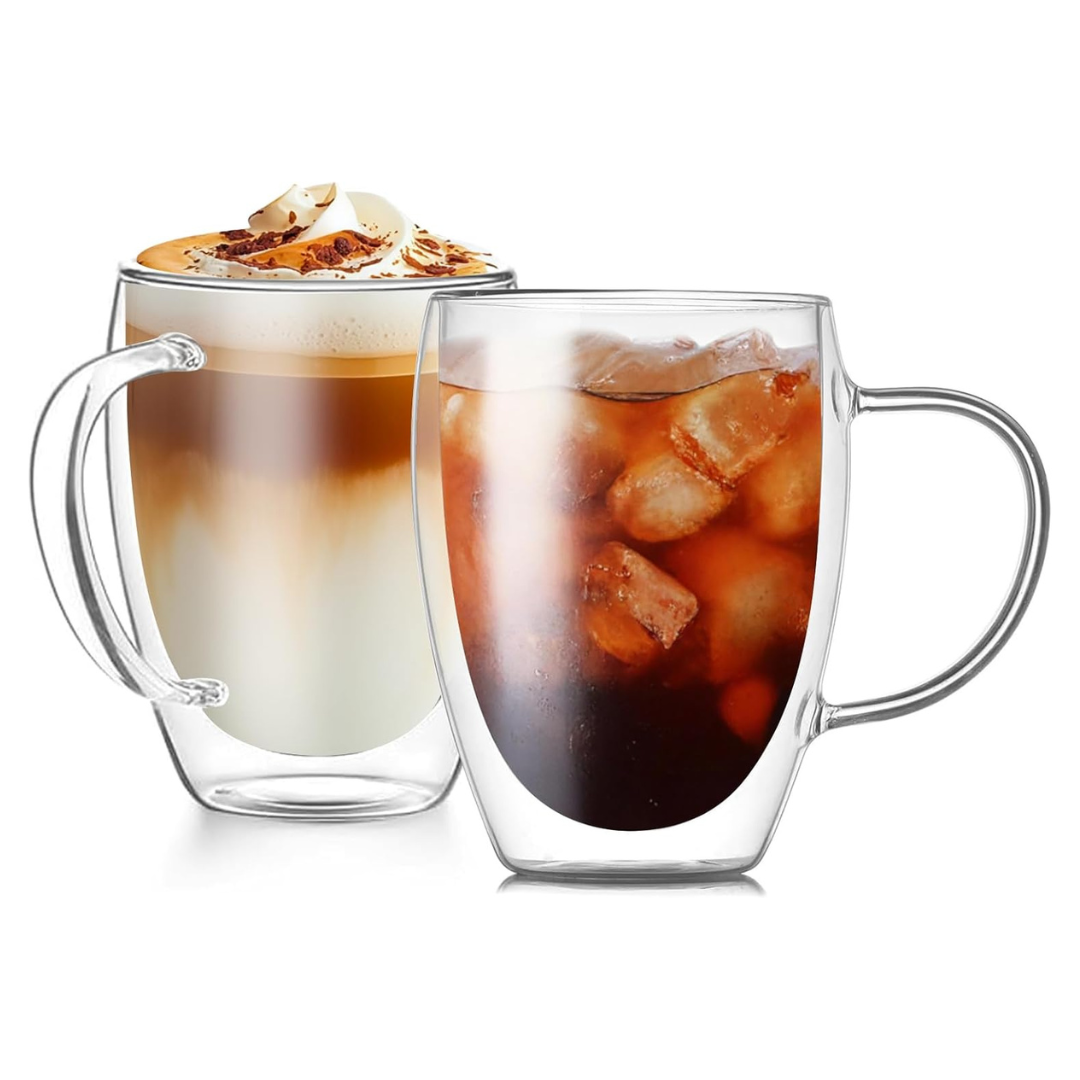 Set Of 2 Double Wall Insulated Glass Cups