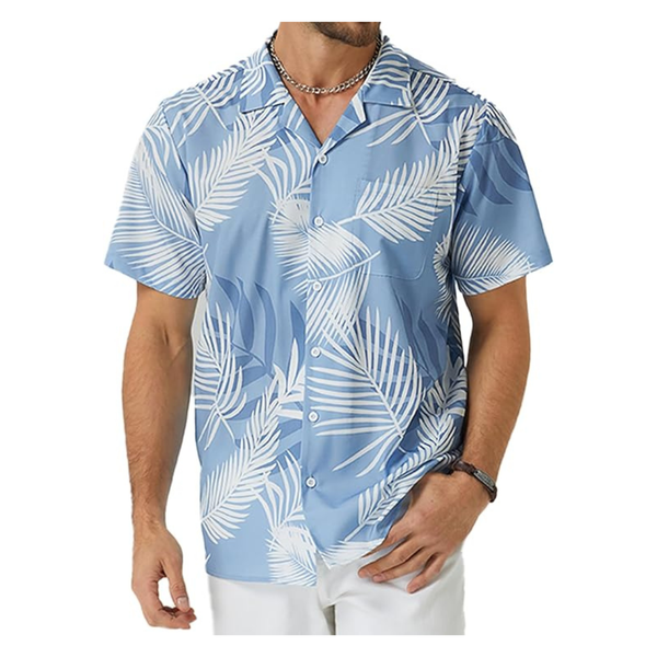 Men's Hawaiian Tropical Button Down Beach Shirt (Various)