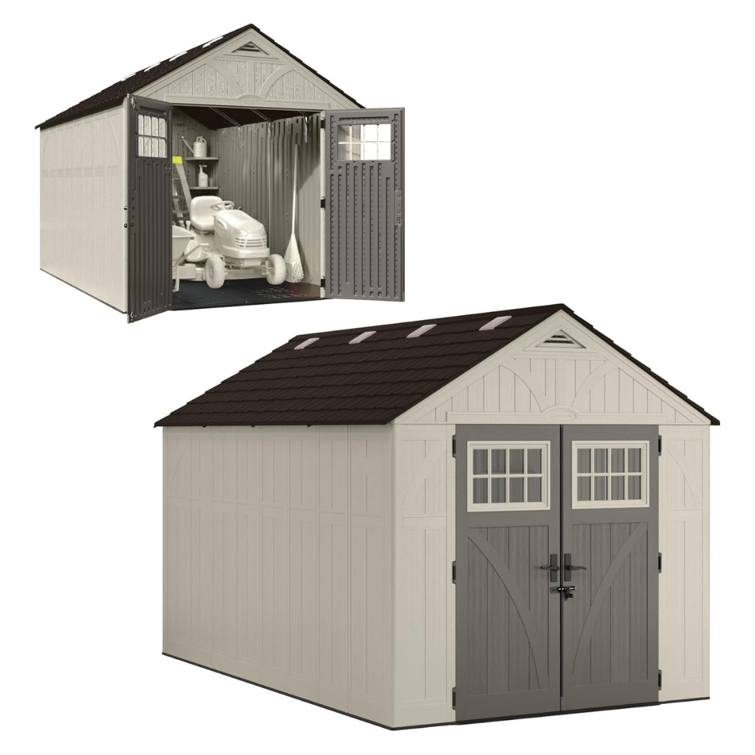 Suncast BMS8100 8' x 10' Heavy-Duty Resin Tremont Storage Shed (Vanilla)