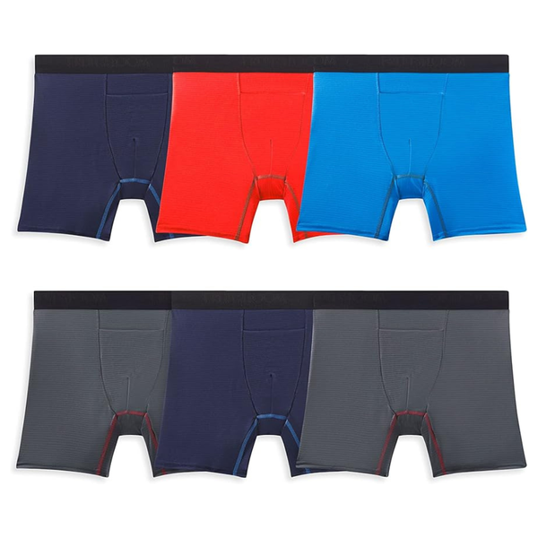 6-Pack Fruit of the Loom Men's 4-Way Stretch Boxer Briefs