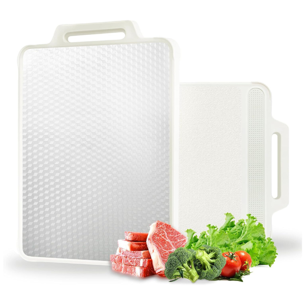 Double Sided Large Stainless Steel Cutting Board (16" x 11") [Upgraded Version]