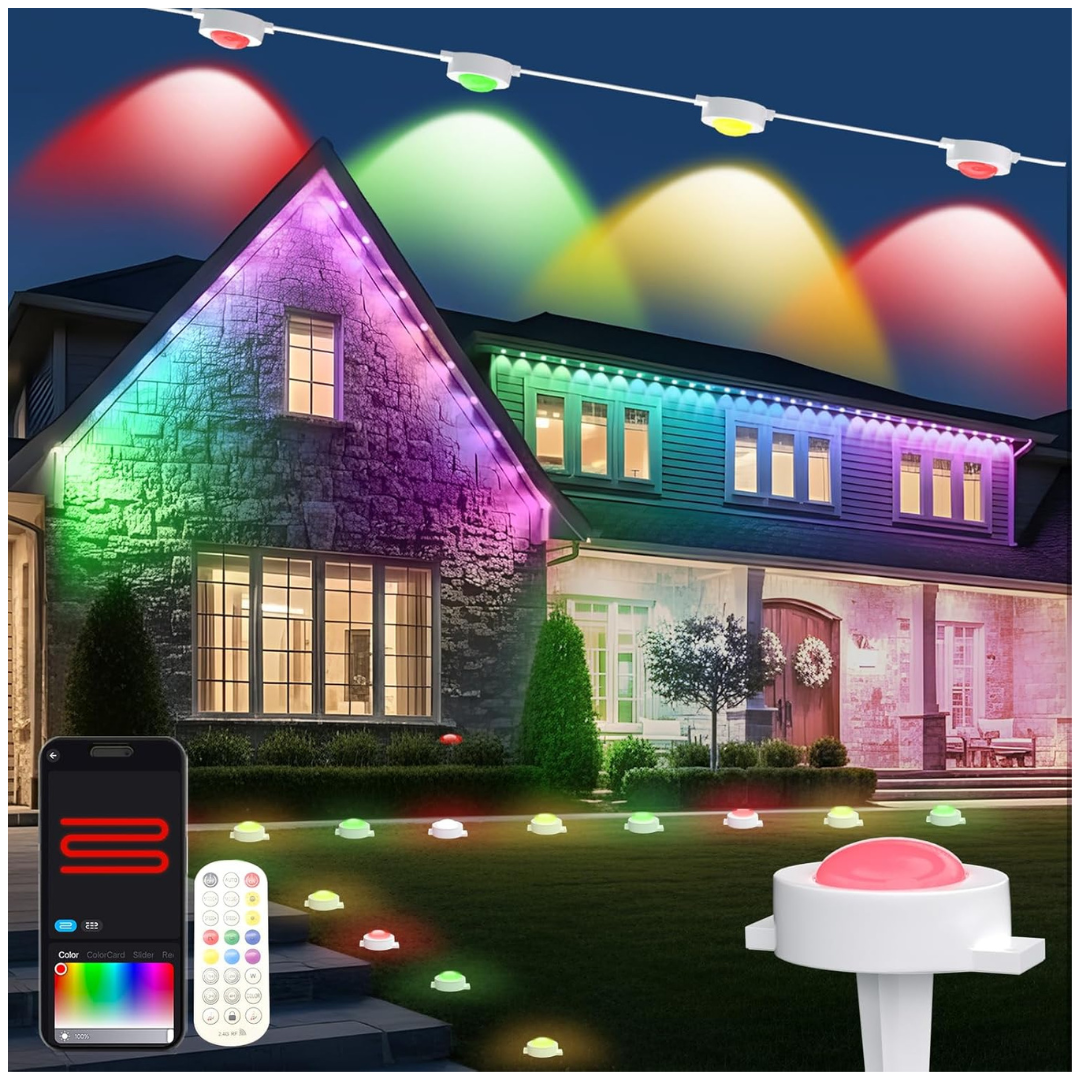 100ft 2-in-1 RGB+IC Smart Permanent Outdoor Lights