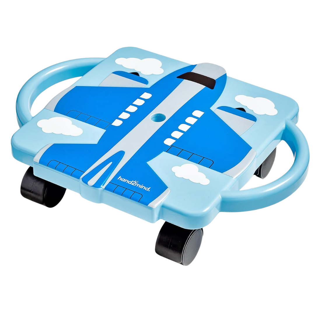 hand2mind Blue Plane Glider Floor Scooter Board