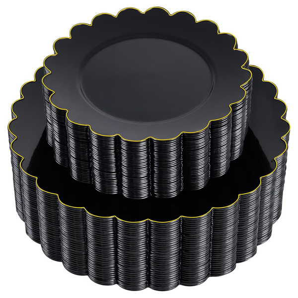100-Piece Supernal Black & Gold Disposable Dinnerware Set