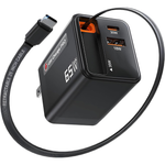 Ulti Charge Pro 65W USB C Charger w/ 25" Retractable USB C Cable