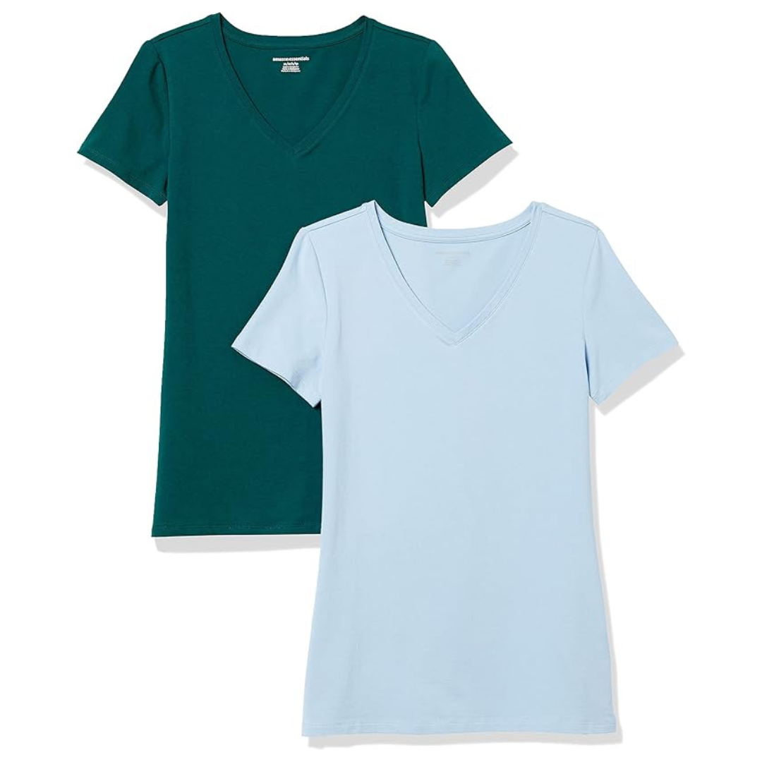 2-Pack Women's Regular-Fit Short-Sleeve V-Neck T-Shirt (Various)