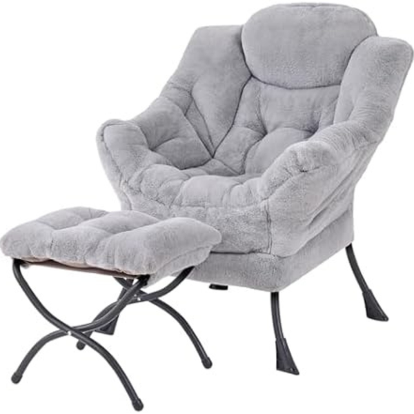 Tiita Large Accent Lounge Armchair with Ottoman & Footrest