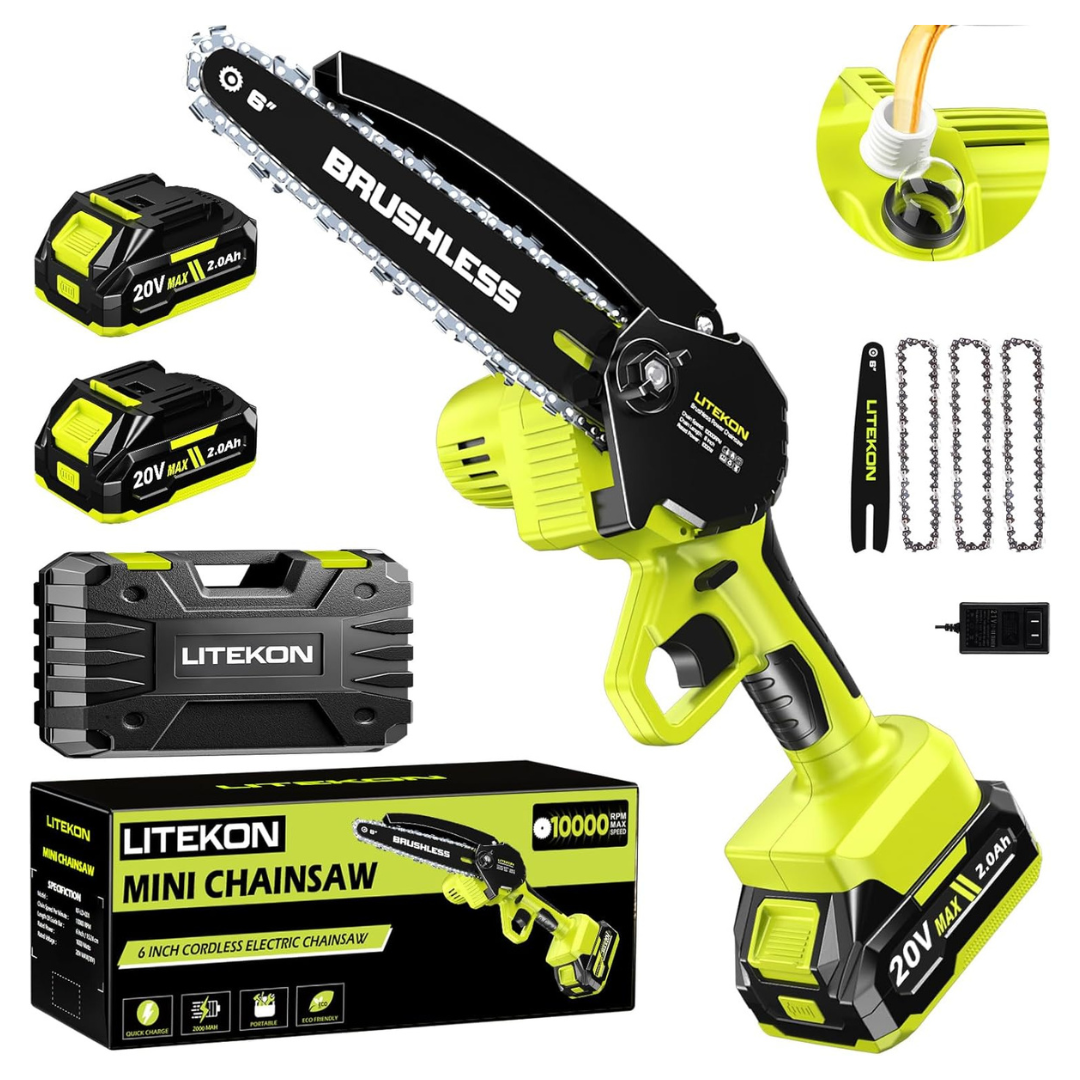 Mini 1000W High Power Motor 36 ft/S 6" 20V Cordless Power Chainsaw